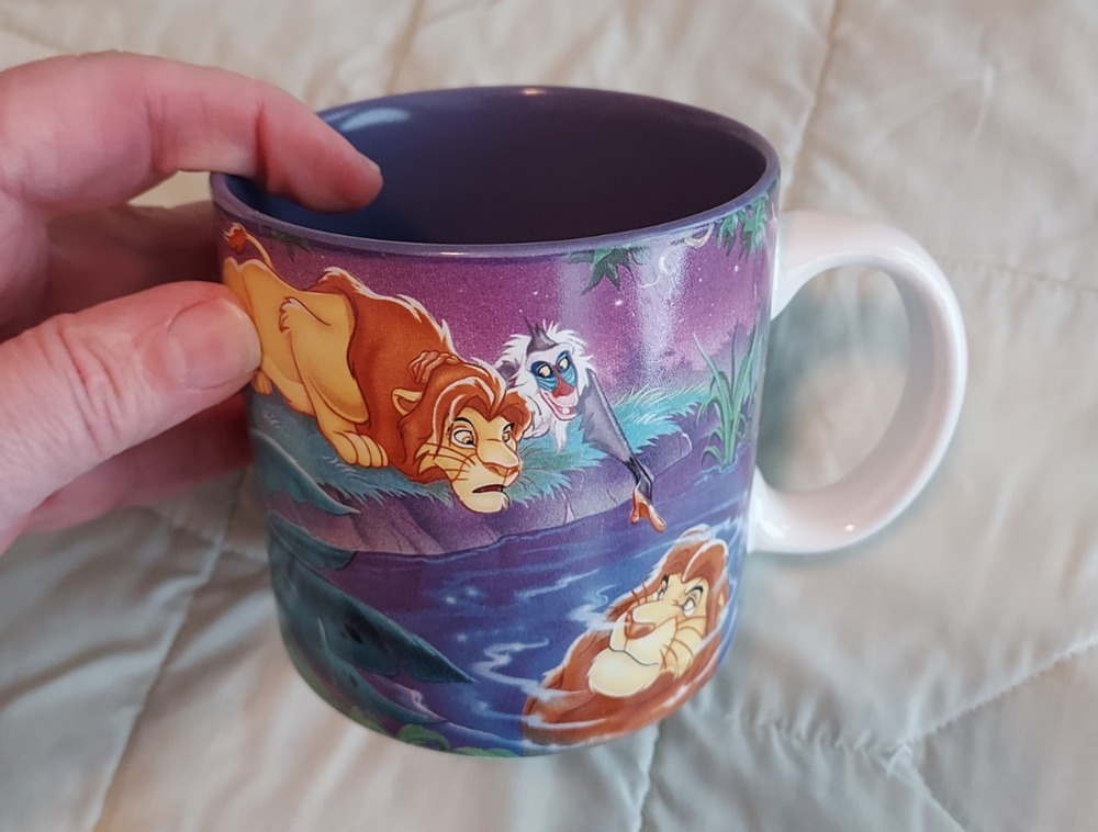 Vintage Lion King Coffee Mug Disney Reflection Simba purple inside EUC